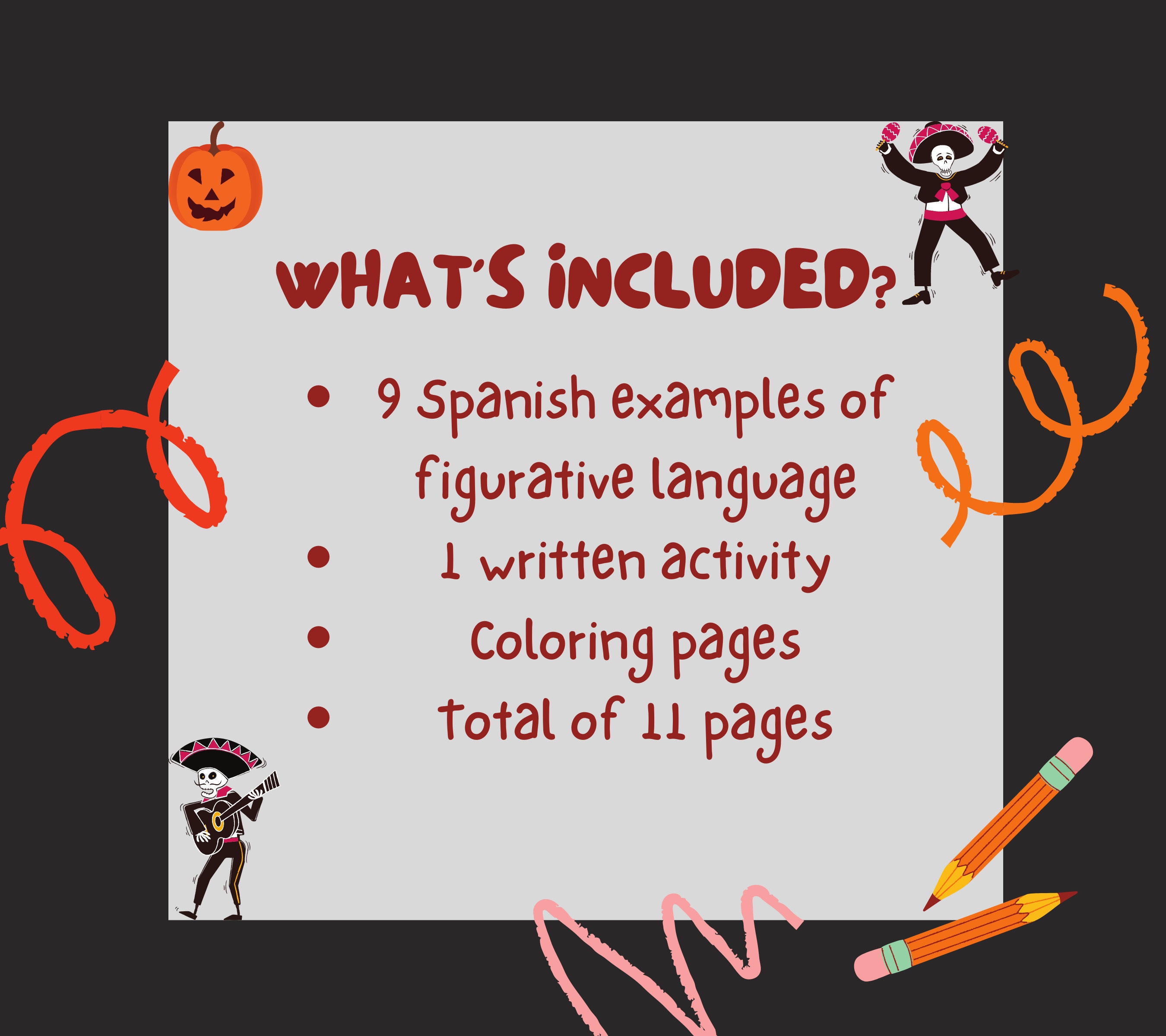 Spanish Figurative Language Workbook Halloween Theme Etsy