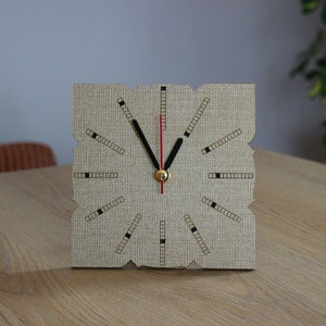 Wooden Custom Design Table Clock, Office Mantel Shelf And Housewarming Gifts, Minimalist Design, Rustic Home Decor, Retro Christmas Art.