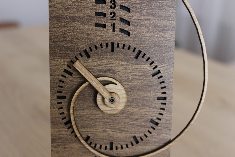 Personalized Fibonacci Wooden Wall Clock, Spiral Mid Century Desk & Mantel Clock image 4