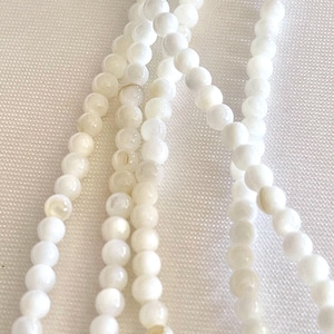 2.5mm Undyed White Cream Smooth Round Mother of Pearl Bead, Untreated Polished Natural Nacre Shell Spacer DIY Jewelry Making Supply