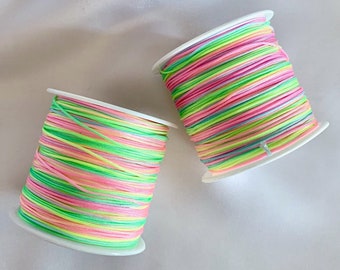 0.8mm Variegated Pastel Rainbow Nylon Cord 50 metres or 54 yards, Chinese Knotting String Shamballa Macarame Beading Kumihimo Jewelry Making