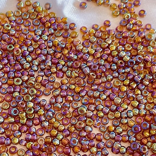 Matsuno 11/0 Transparent Rainbow Light Brown Seed Bead, Root Beer AB Japanese MGB Rocaille Beads #11 DIY French Beading Embroidery Supply