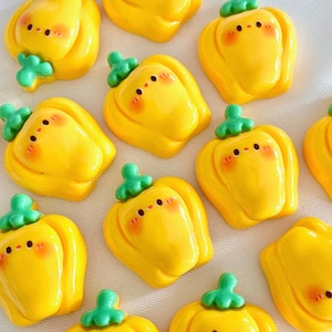 Cabochon en résine à dos plat bébé capsicum jaune, visage souriant, mini breloque pour faux légumes pour maison de poupée, amant decoden pour accessoires de cheveux DIY