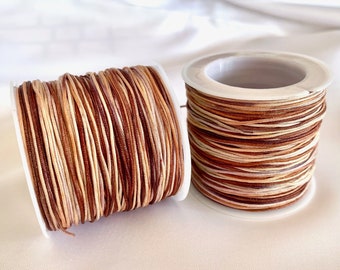 0.8mm Variegated Brown Nylon Cord 50 metres or 54 yards, Chinese Knotting String for Shamballa Macarame Beading Kumihimo DIY Jewelry Making