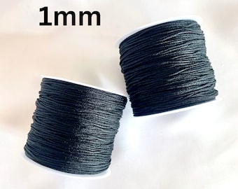 1mm Black Nylon Cord 30 metres or 32 yards, Chinese Knotting String for Shamballa Macarame Beading Kumihimo for DIY Jewelry Making
