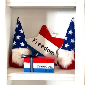 Red White and Blue Wood Faux Bookstacks and Star Decor | Faux Bookstacks | Memorial Day | | Fourth of July |  Patriotic decor |