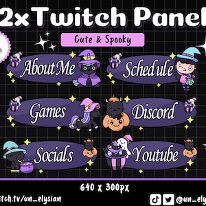 Pastel Witch Panels for Twitch Streamers - Spooky, Black Cat, Potions, Magical, Witchy, Cute Twitch Panels | Mix & Match Twitch Panels!!