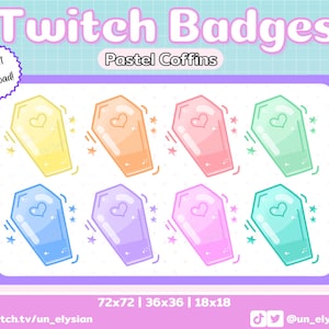 Pastel Coffin Twitch Sub Badges/Bit Badge Set - Spooky, Halloween, Rainbow