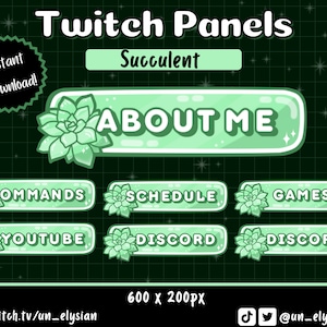 Succulent Panels for Twitch Streamers - Cute, Green, Cottagecore, Plants, Nature, Cozy