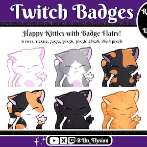 Happy Kitties Sub Badges!! | Cute Cats | Twitch Sub Badges, Bit Badges, Emotes, Channel Point, Youtube Member Badges, Discord Roles