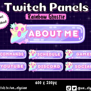 Rainbow Ghost Panels for Twitch Streamers - Cute, Spooky, Halloween, Pride, Rainbow, Pink & Purple
