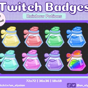 Rainbow Potions Twitch Sub Badges/Bit Badges - Magic, Witch, Cute, Twitch Badges
