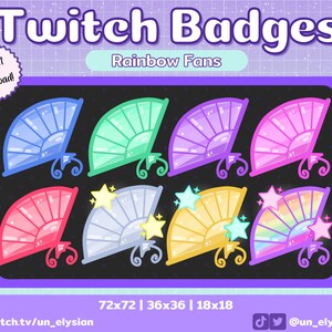 Rainbow Fan Twitch Sub Badges/Bit Badges - Cute, Elegant