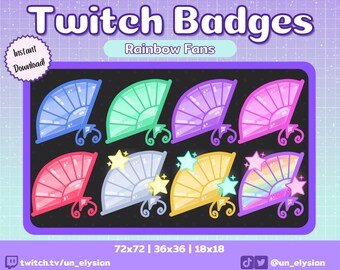 Rainbow Fan Twitch Sub Badges/Bit Badges - Cute, Elegant