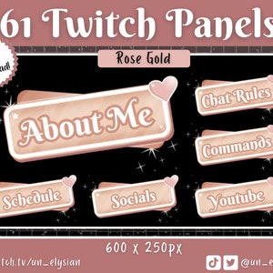 Rose Gold Minimalist Panels for Twitch Streamers - Simple, Elegant, Shiny, Cute Twitch Panels