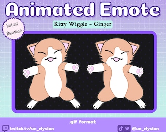 Emoticono de movimiento de gato animado x1 / Emote de gato de jengibre / Emote de baile / Cat Dance Rave Hype / Twitch / Streamer / Youtube / Discord / GIF