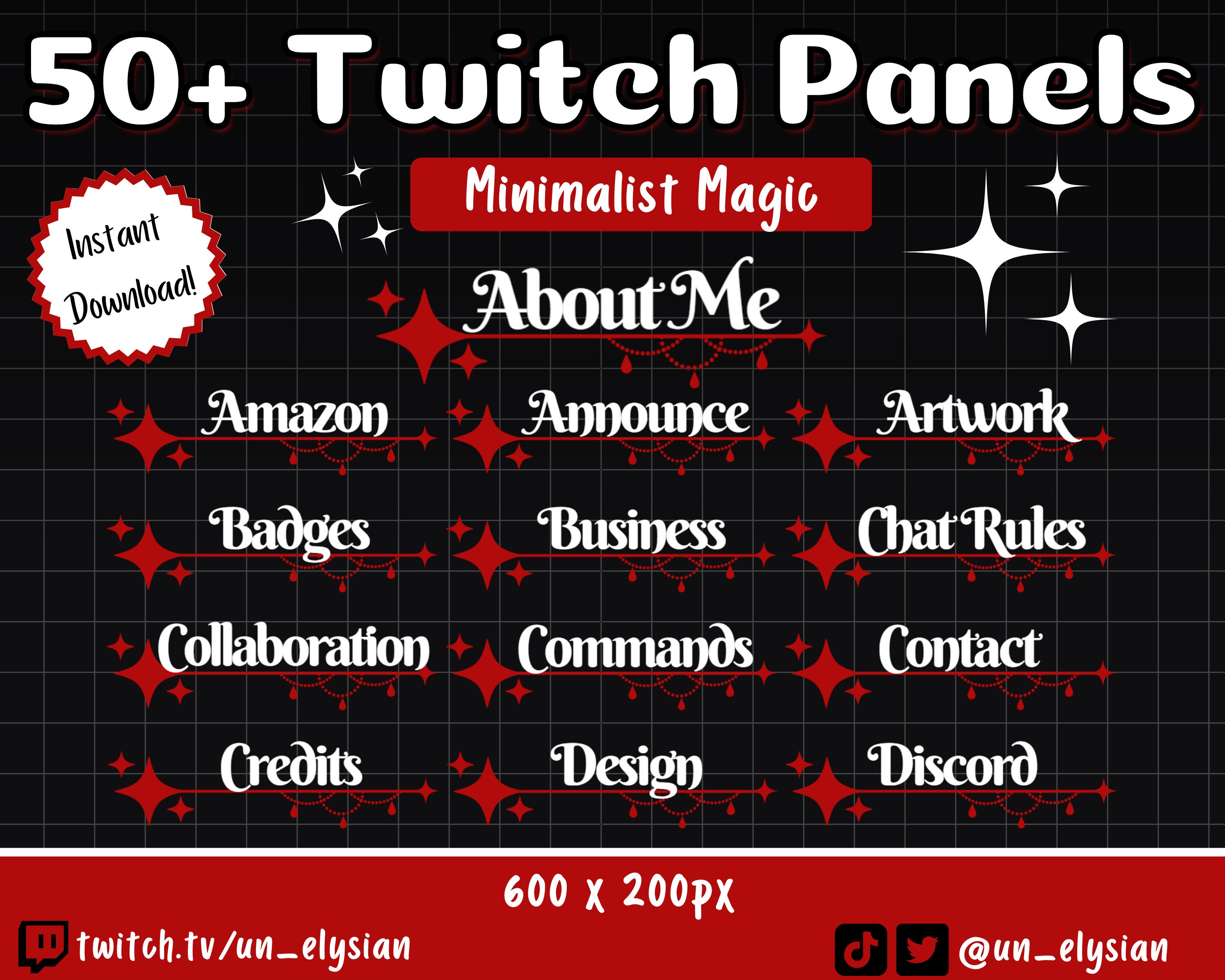 Magical Minimalist Panels for Twitch Streamers - Blood Red, Simple ...