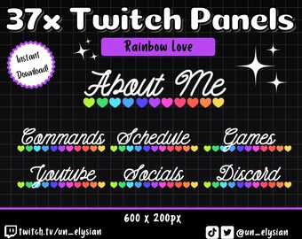Rainbow Love Panels para Twitch Streamers - Simple, Lindo, Colorido, Orgullo, LGBTQIA+, Estético, Minimalista Twitch Panels