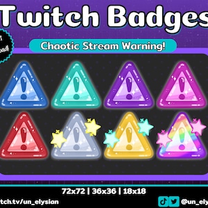 Warning Chaotic Twitch Sub Badges/Bit Badges - Rainbow, Cute, Symbol, Twitch Badges