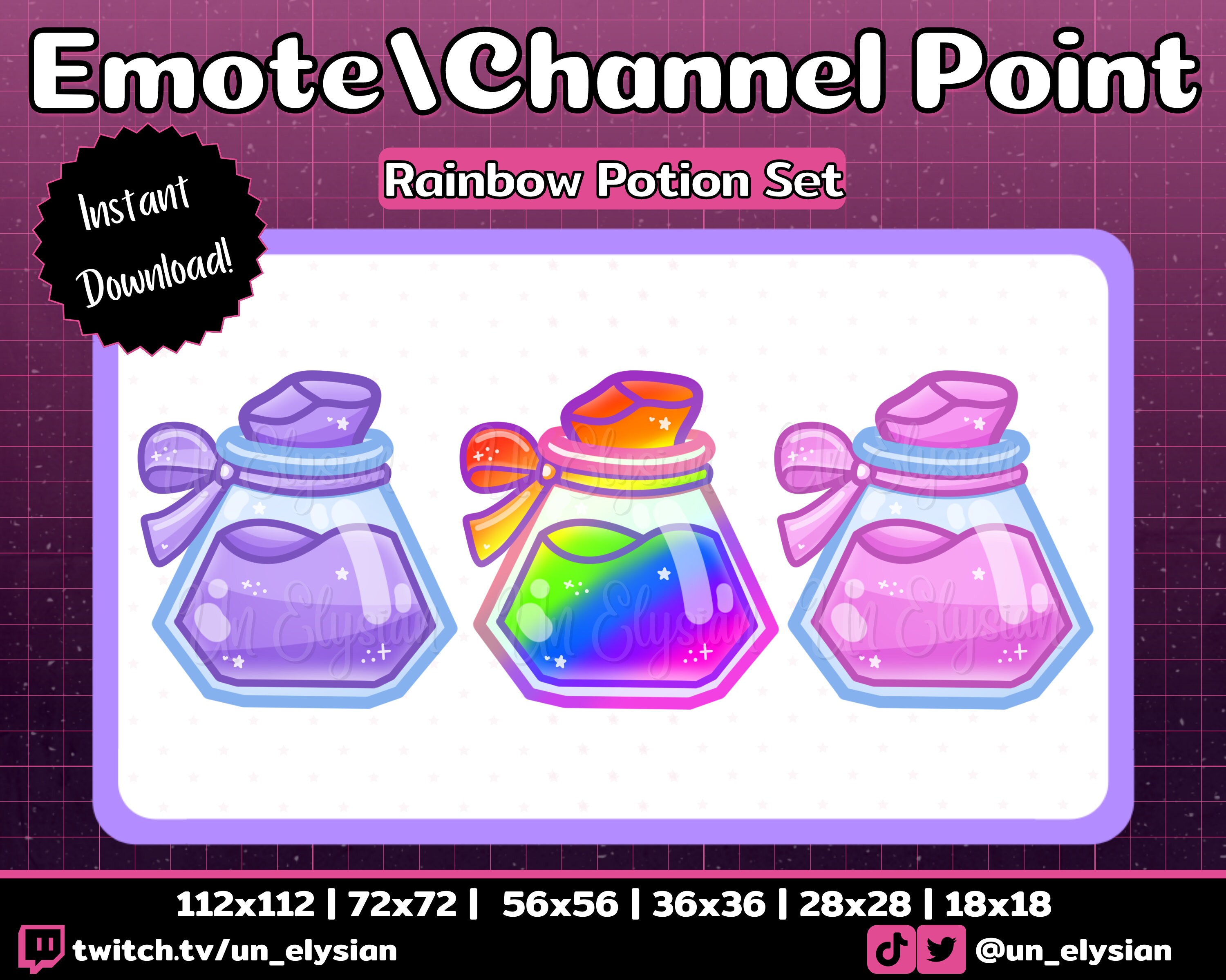 Rainbow Potions Twitch Channel Point/emotes - Magic, Witch, Cute - Etsy
