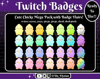 Chicks Mega Pack Sub Badges!! | Rainbow Chicks | Twitch Sub Badges, Bit Badges, Emotes, Channel Point, Youtube Member Badges, Discord Roles