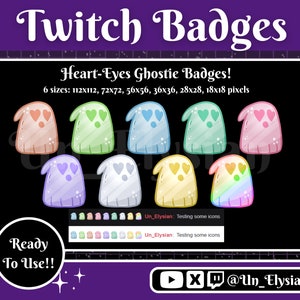 Kawaii Rainbow Ghost Sub Badges for Twitch/Youtube/Kick/Discord | Sub Badges, Bit Badges, Emotes, Channel Point, Discord Roles | Halloween