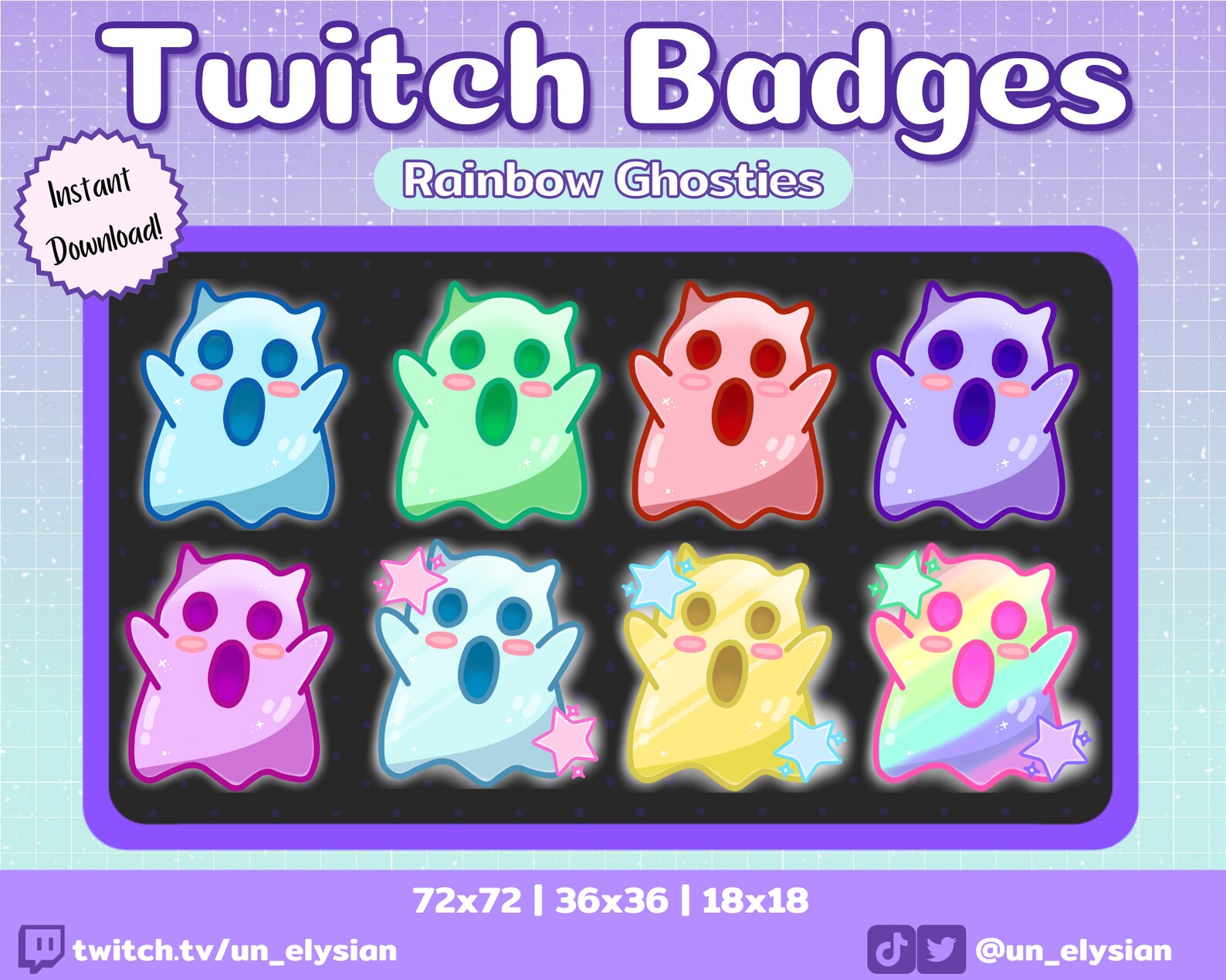 Rainbow Ghostie Twitch Sub Badges/bit Badges - Ghost, Cute, Spooky ...