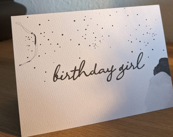 Geburtstagskarte Klappkarte individueller Text Aquarell Watercoloureffekt