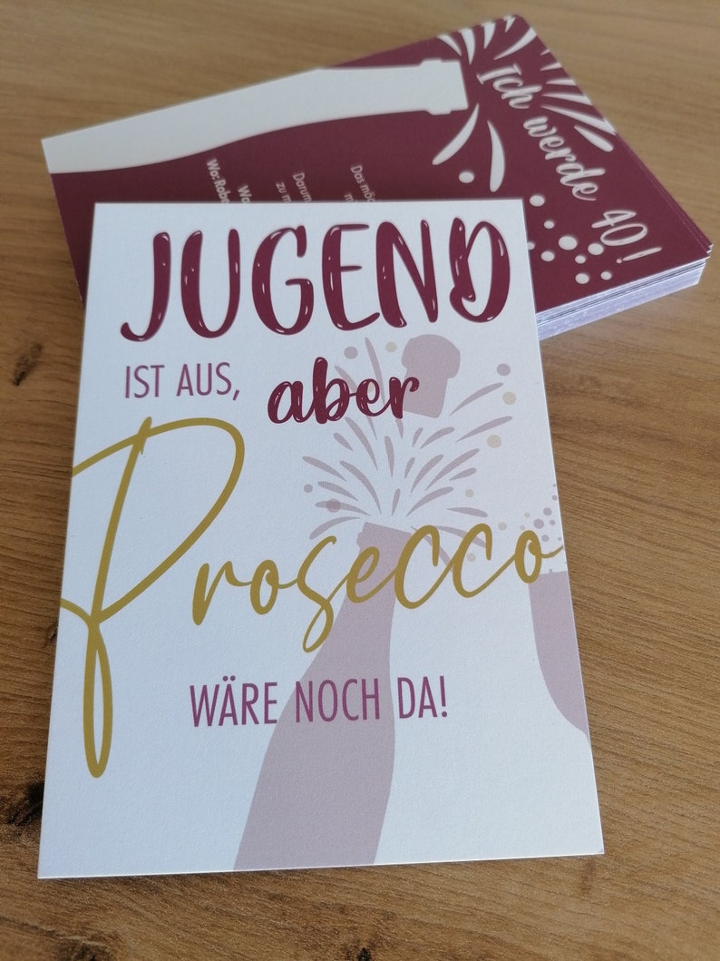 Einladung 40./50./60. Geburtstag, kostenlose individuelle Gestaltung, personalisiert, Prosecco Bild 1