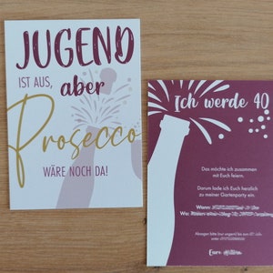 Invitation 40th/50th/60th Birthday, free customization, personalized, Prosecco image 3