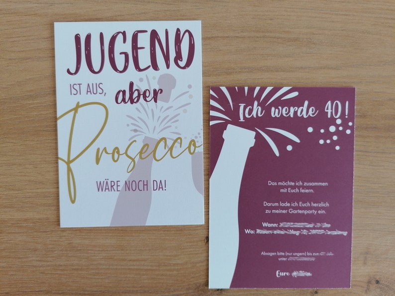 Invitation 40th/50th/60th Birthday, free customization, personalized, Prosecco image 3