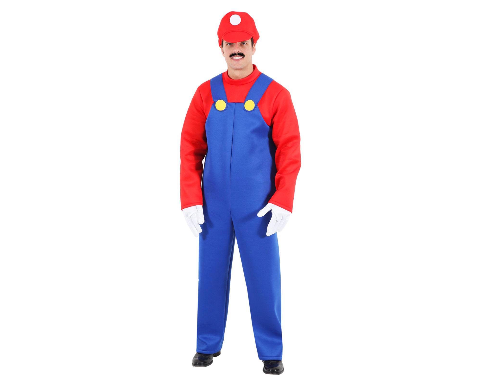 Cappello Costume Mario Bros Fai Da Te Baffi Finti Uomo Set Costumi