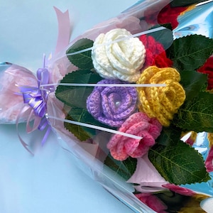Knitted,crochet Roses Bouquet for Mothers Day,valentines Day birthday ...