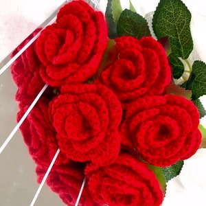 Crochet red color roses bouquet with beautiful package , personalized gift for  Valentine's Day,Mother’s Day’s gift