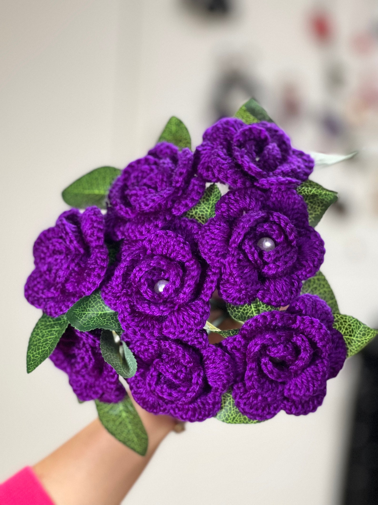 Violet Colored Roses Crochet Violet Color Roses Bouquet With Beautiful Package ...