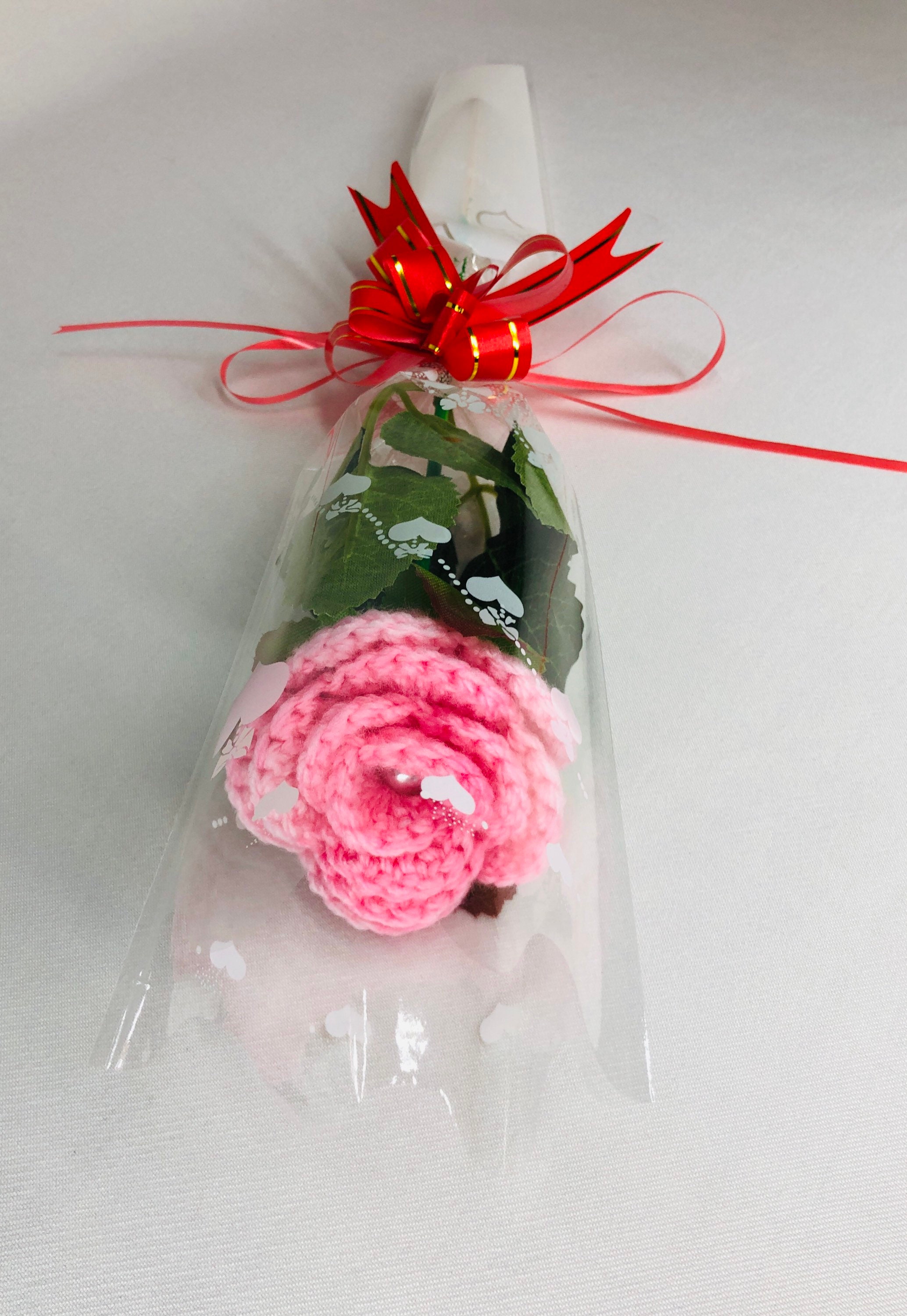 Handgehäkelte Rose Aus Wolle – Langlebige Kunstblume Mit Geschenkbox & Karte Für Valentinstag, Muttertag & Mehr