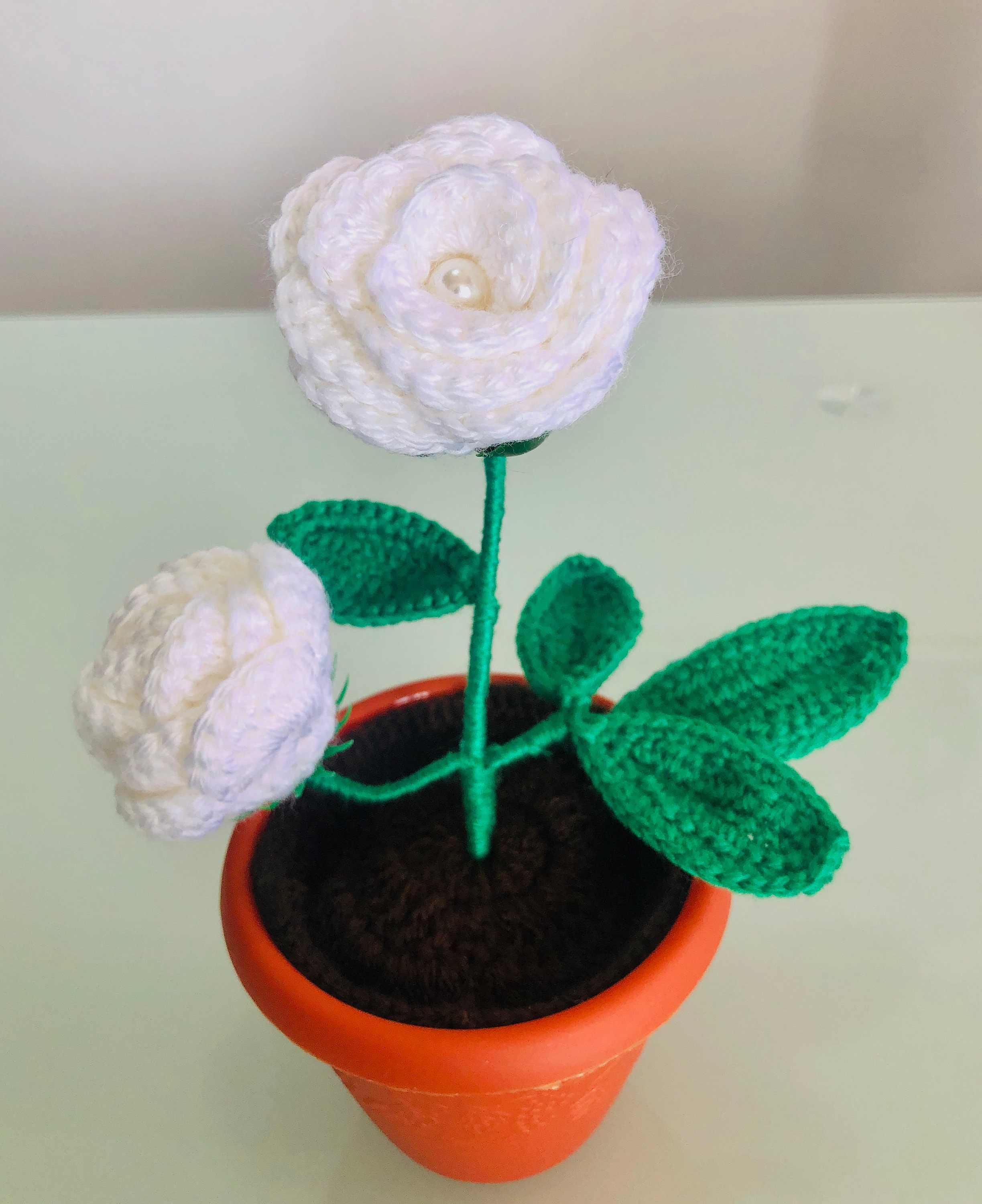 Beginner's Diy Crochet Flower Kit, Romantic Knitted Rose Pot