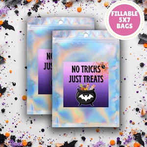 Boo Crew Approved Halloween Leckerli Beutel-5x7 Holographische Favor Taschen mit niedlichen Geist Aufkleber-Befüllbare Süßes oder Saures Goodie Bags für Kinderparty