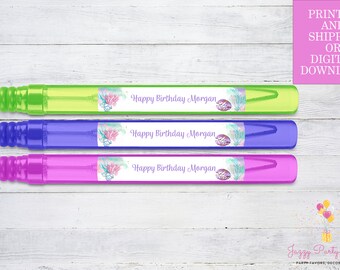 Zeemeermin Bubble Wand Labels-Zeemeermin verjaardagsfeestje-Zeemeermin behandelt-Zeemeermin partij gunsten-