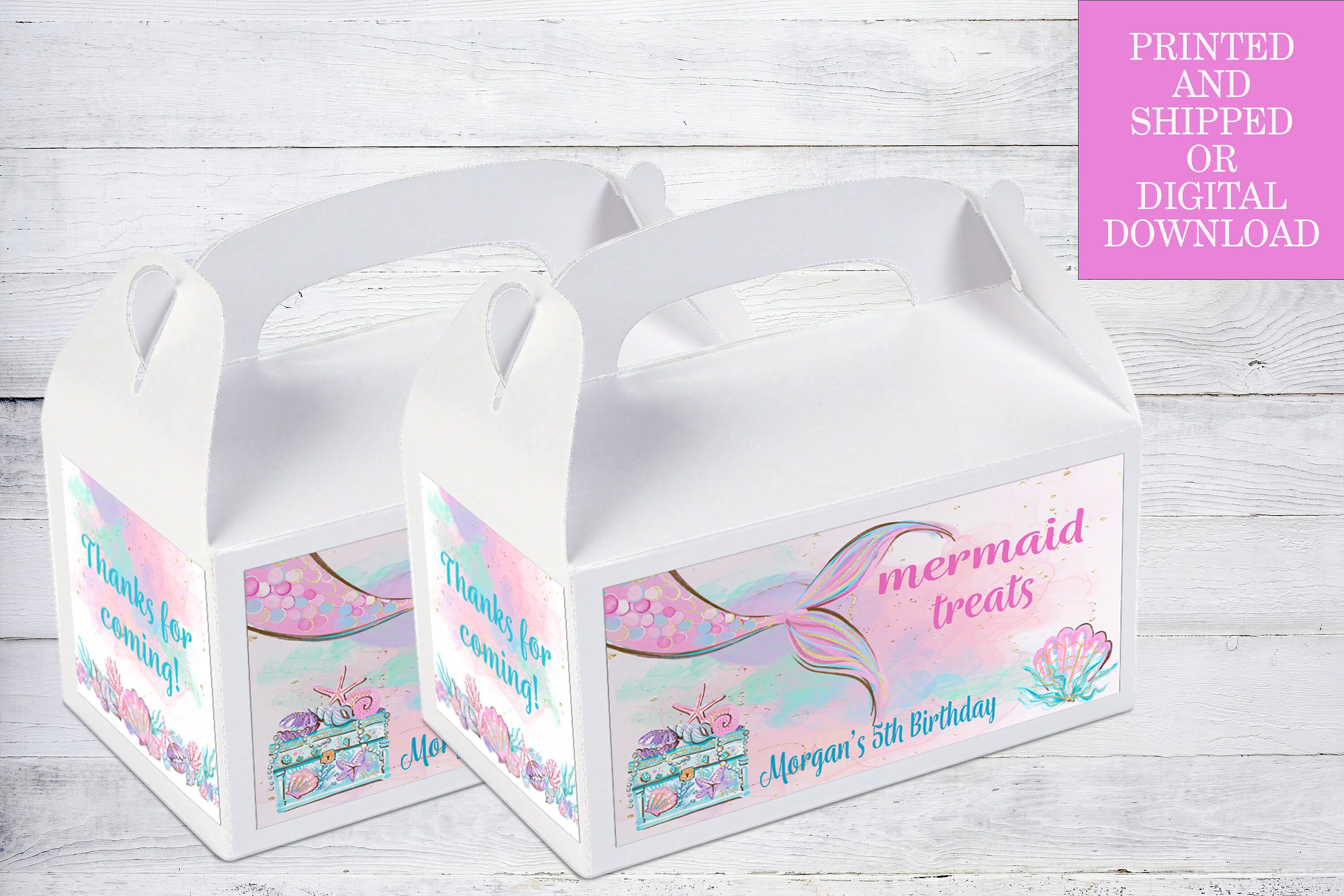 Mermaid Party Gable Box, Mermaid Birthday Party, Mermaid Treat Box ...