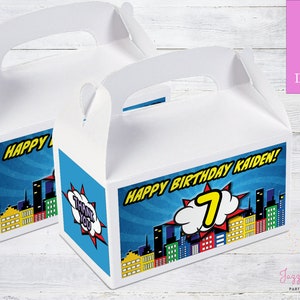 Comic Book Gable Box, Comic Book Theme Birthday Party, Super Hero Birthday Party, Personalized Party Favor Box