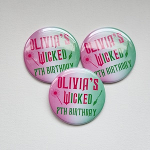 Wicked Party Favor Button, Wicked Party, Elphaba, Glinda, Wicked Birthday
