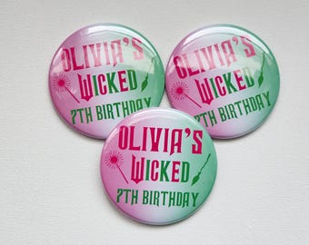Wicked Party Favor Button, Wicked Party, Elphaba, Glinda, Wicked Birthday