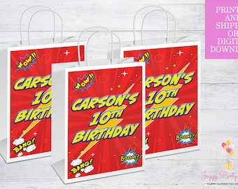 Comic Book Party Gift Bag, Comic Book Theme Birthday Party, Super Hero Birthday Party, Personalized Party Bag