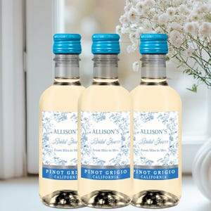 Miss to Mrs Mini Wine Bottle Labels, Bridal Shower Favors, Bachelorette Party Favor
