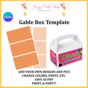Modello per bomboniere Canva - Modello per scatola a capanna - Modello Canva - Design incluso