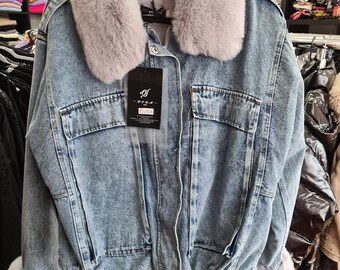 black denim jacket with fur