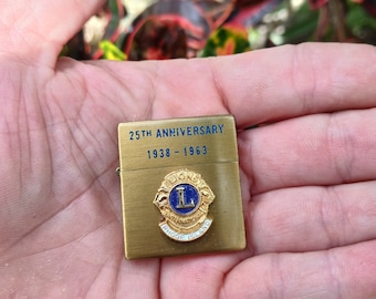 Vintage Lions Club Brass Lighter, Rhode Island 25th Anniversary