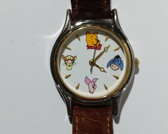 Vintage Disney Pooh & Friends Watch, Leather Band, Disney Store Exclusive