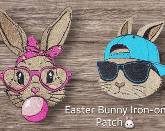 Easter Bunny Embroidered Iron-On Patch - Fun Holiday DIY
